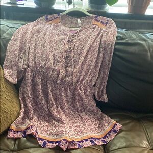 Purple and Orange Floral Culotte Dress Short